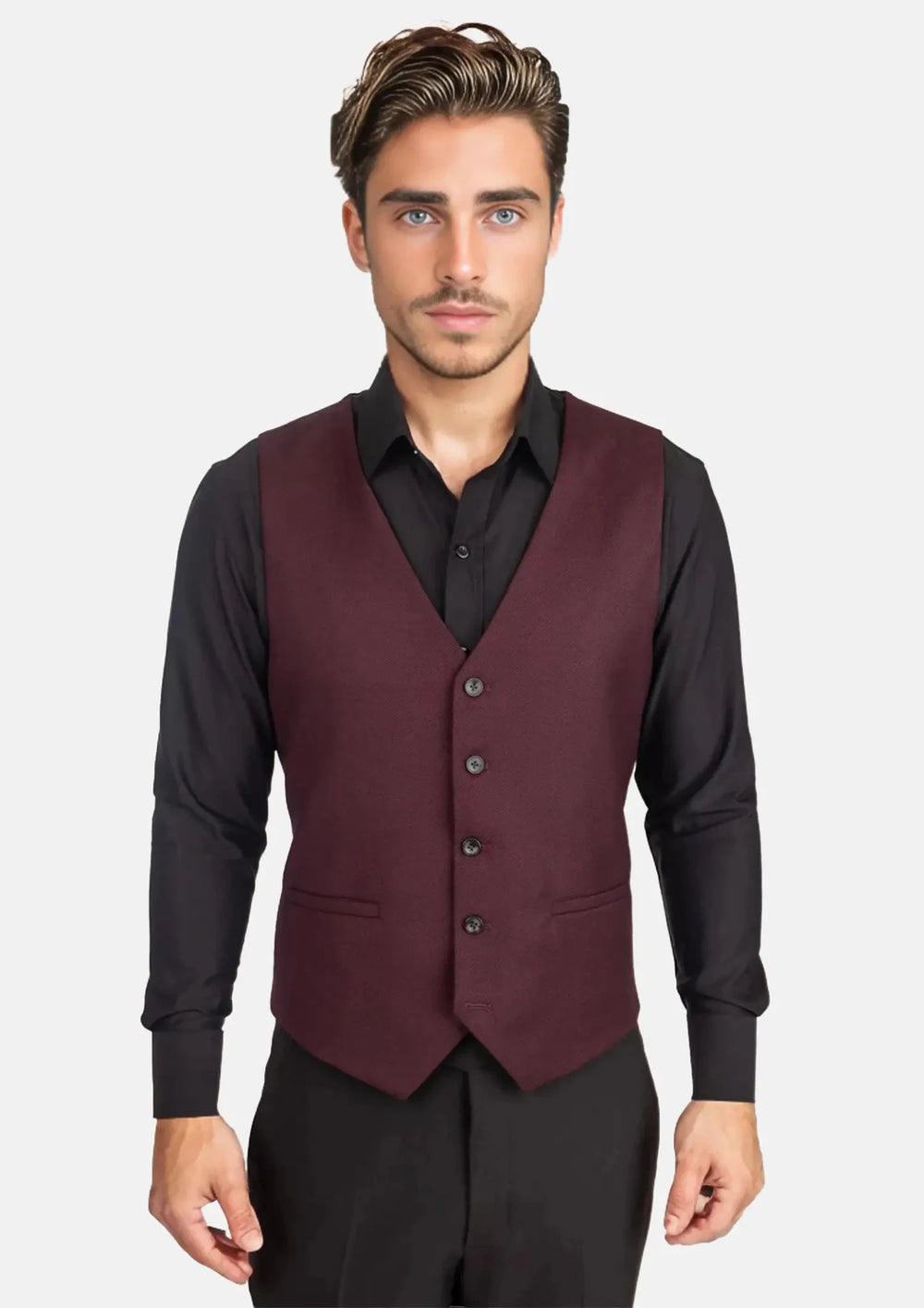 Deep Burgundy Birdseye Vest536