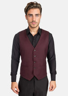 Deep Burgundy Birdseye Vest - SARTORO482