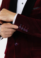 Deep Burgundy Velvet Tuxedo Jacket - SARTORO790