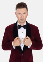 Deep Burgundy Velvet Tuxedo Jacket - SARTORO853