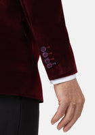 Deep Burgundy Velvet Tuxedo Jacket - SARTORO503