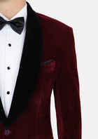 Deep Burgundy Velvet Tuxedo Jacket - SARTORO637