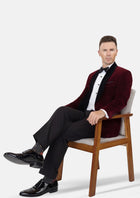 Deep Burgundy Velvet Tuxedo Jacket - SARTORO575