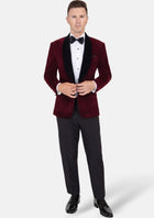 Deep Burgundy Velvet Tuxedo Jacket - SARTORO46