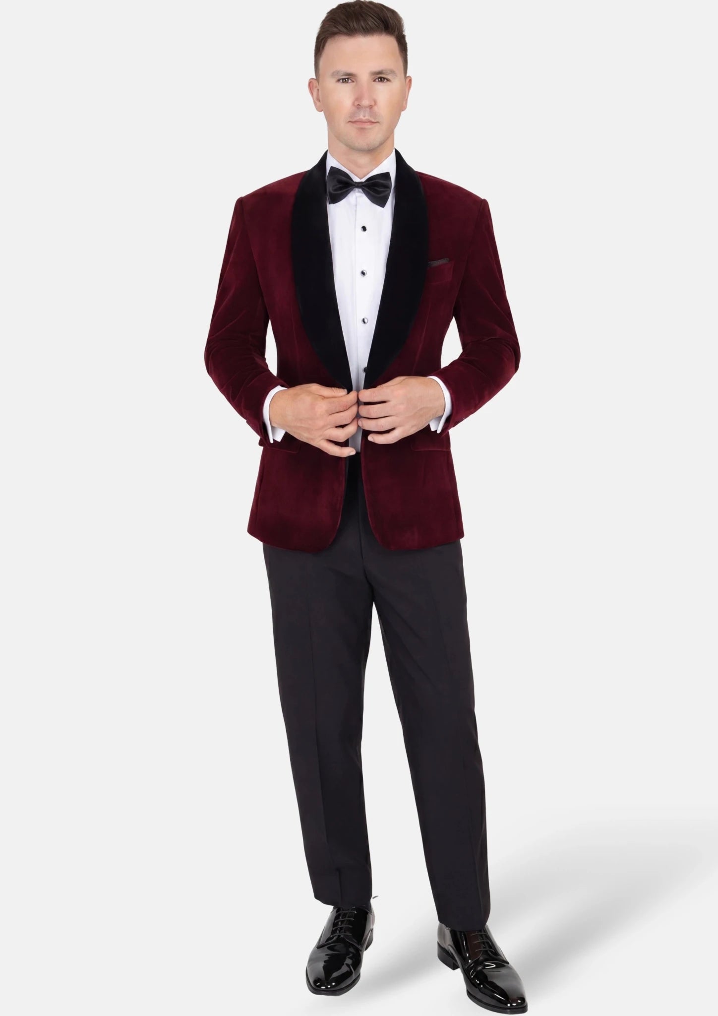 Deep Burgundy Velvet Tuxedo Jacket - SARTORO954