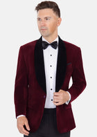 Deep Burgundy Velvet Tuxedo Jacket - SARTORO971