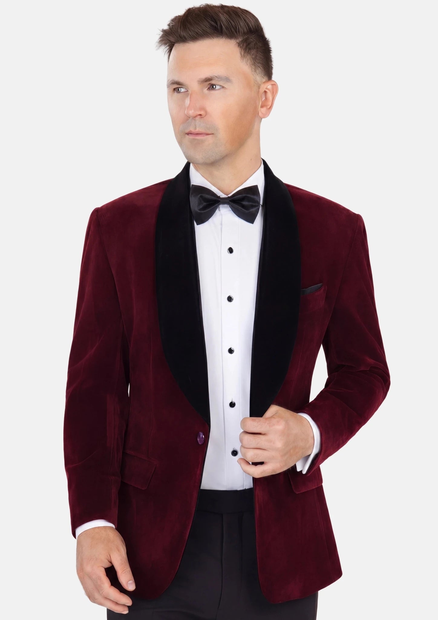 Deep Burgundy Velvet Tuxedo Jacket - SARTORO848