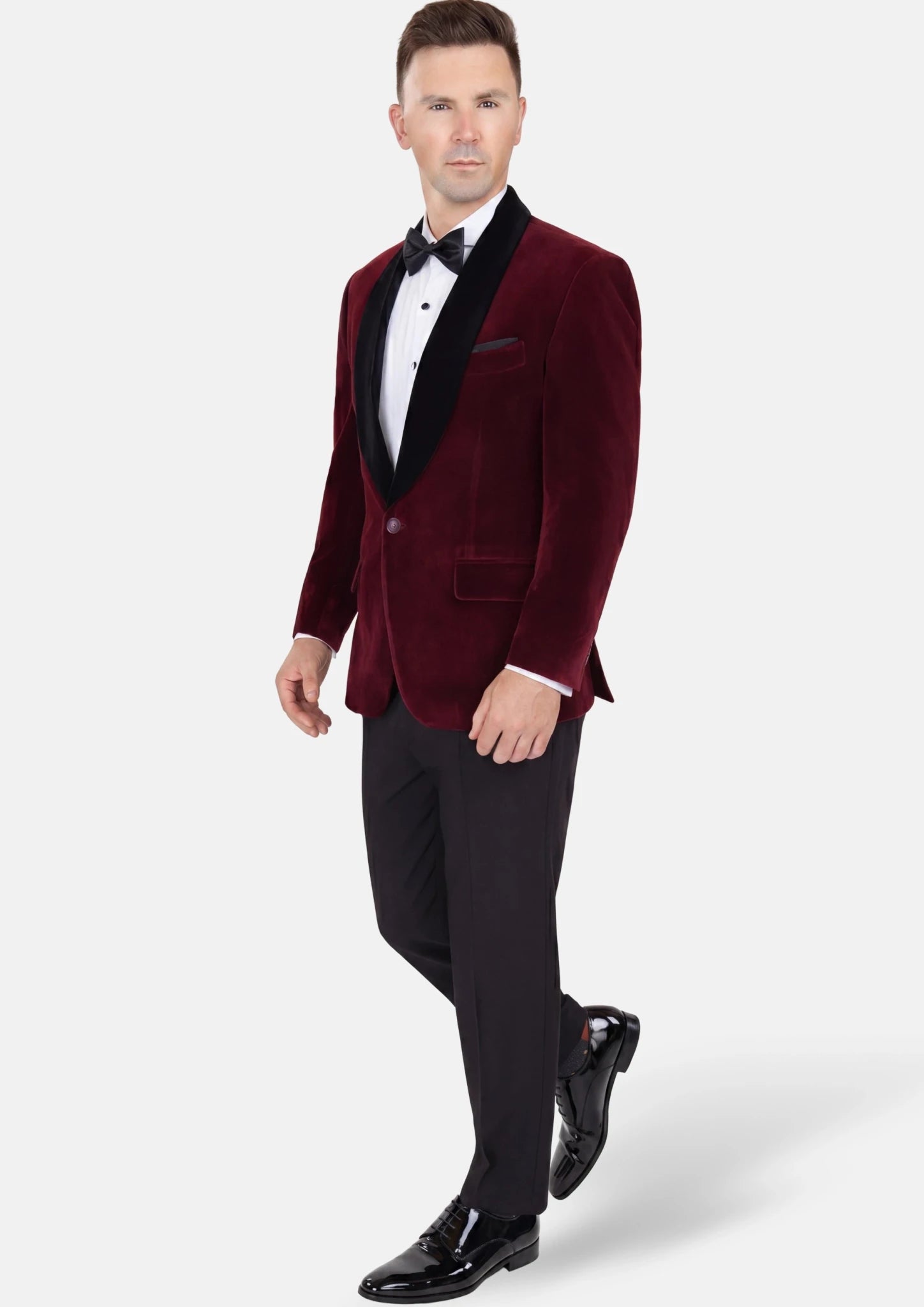Deep Burgundy Velvet Tuxedo Jacket - SARTORO369