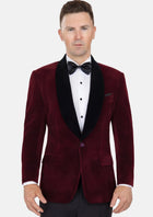 Deep Burgundy Velvet Tuxedo Jacket - SARTORO81