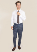 Deep Cobalt Blue Plaid Pants - SARTORO