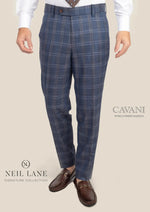 Deep Cobalt Blue Plaid Pants - SARTORO