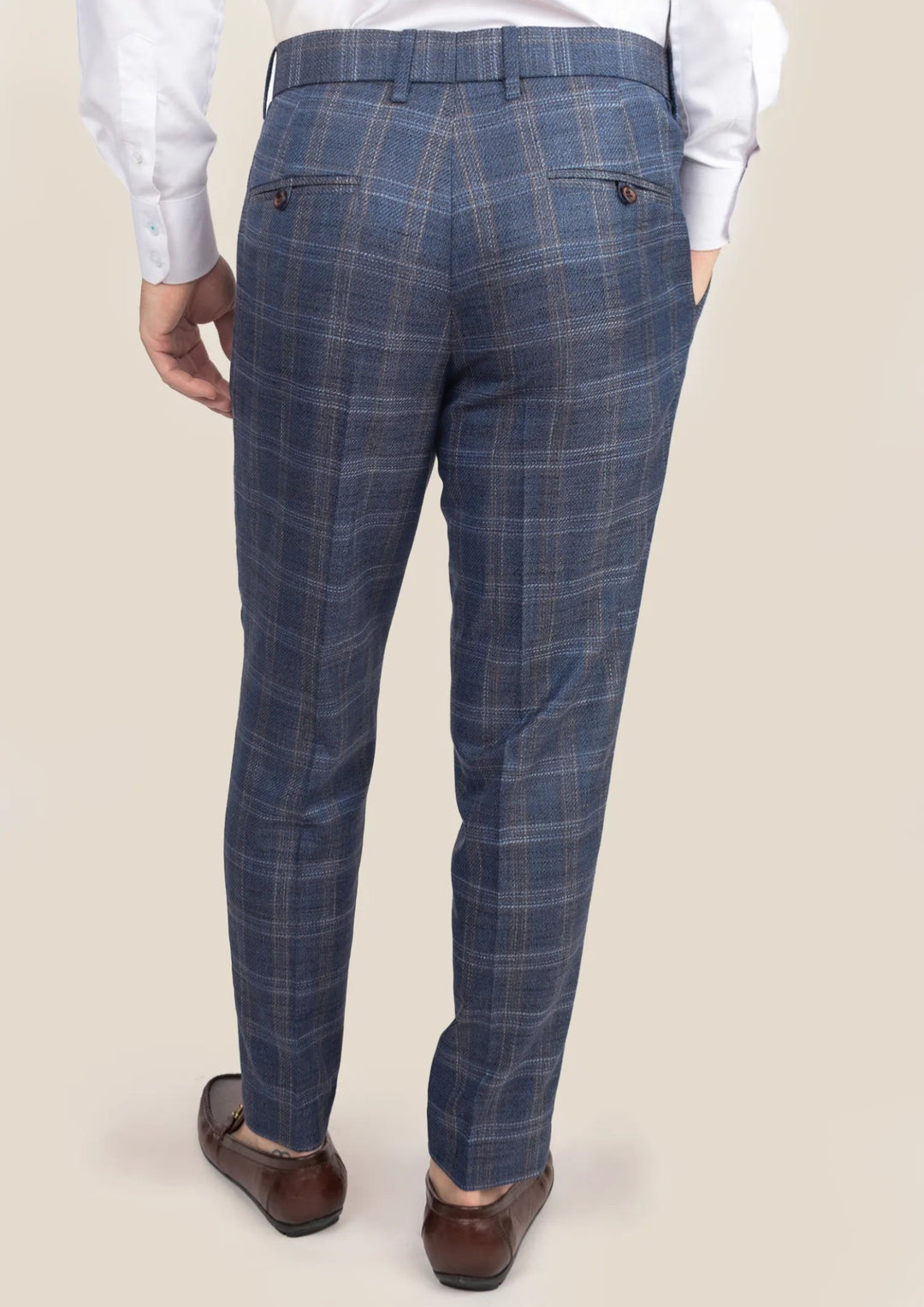 Deep Cobalt Blue Plaid Pants - SARTORO