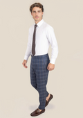 Deep Cobalt Blue Plaid Pants - SARTORO