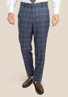 Deep Cobalt Blue Plaid Pants - SARTORO