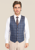 Deep Cobalt Blue Plaid Vest - SARTORO