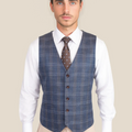 Deep Cobalt Blue Plaid Vest - SARTORO