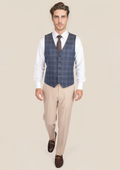 Deep Cobalt Blue Plaid Vest - SARTORO