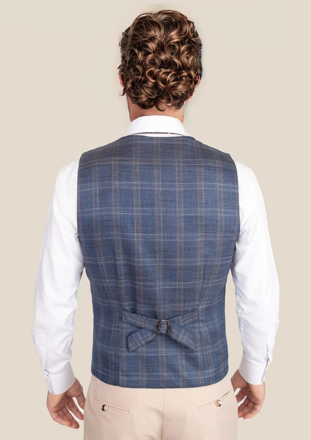 Deep Cobalt Blue Plaid Vest - SARTORO