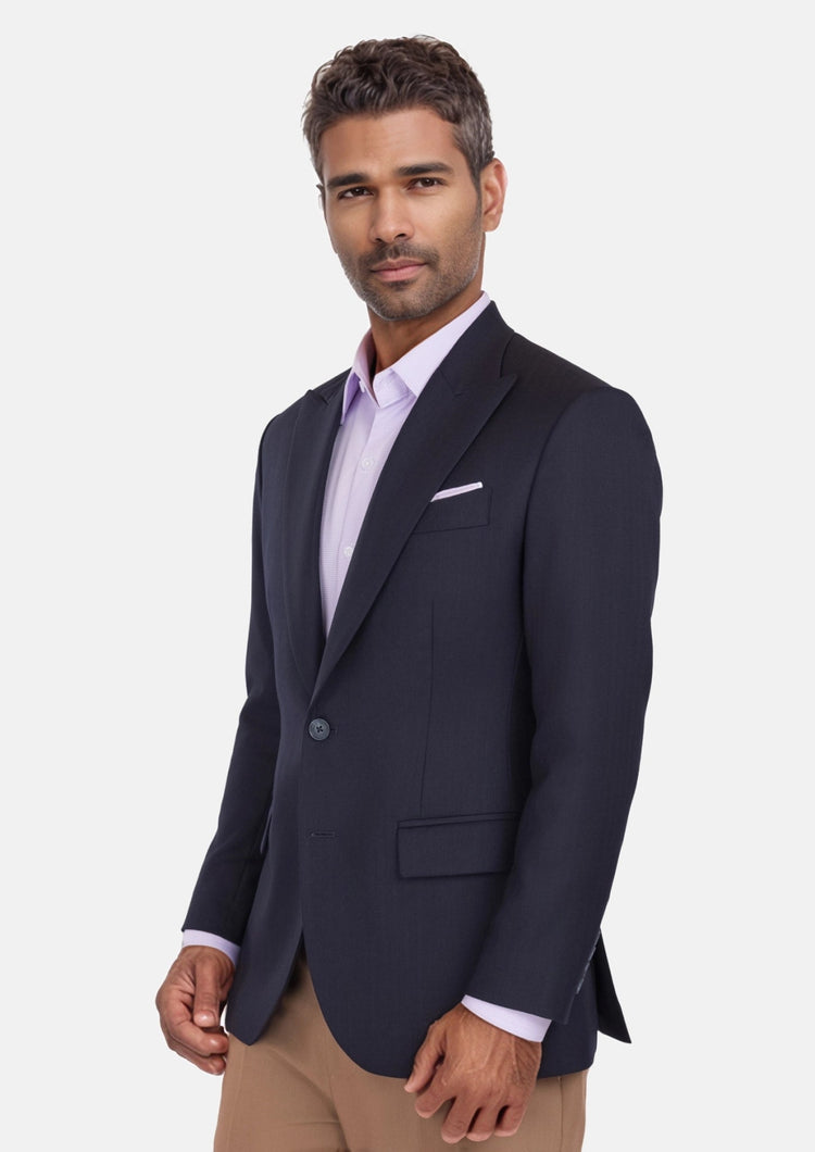 Deep Navy Herringbone Bryant Jacket - SARTORO42