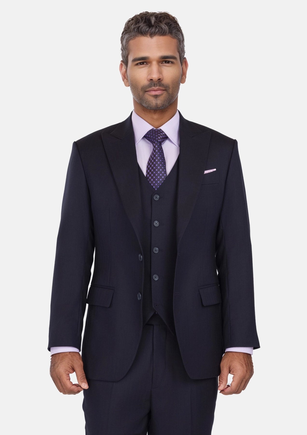 Deep Navy Herringbone Bryant Suit - SARTORO