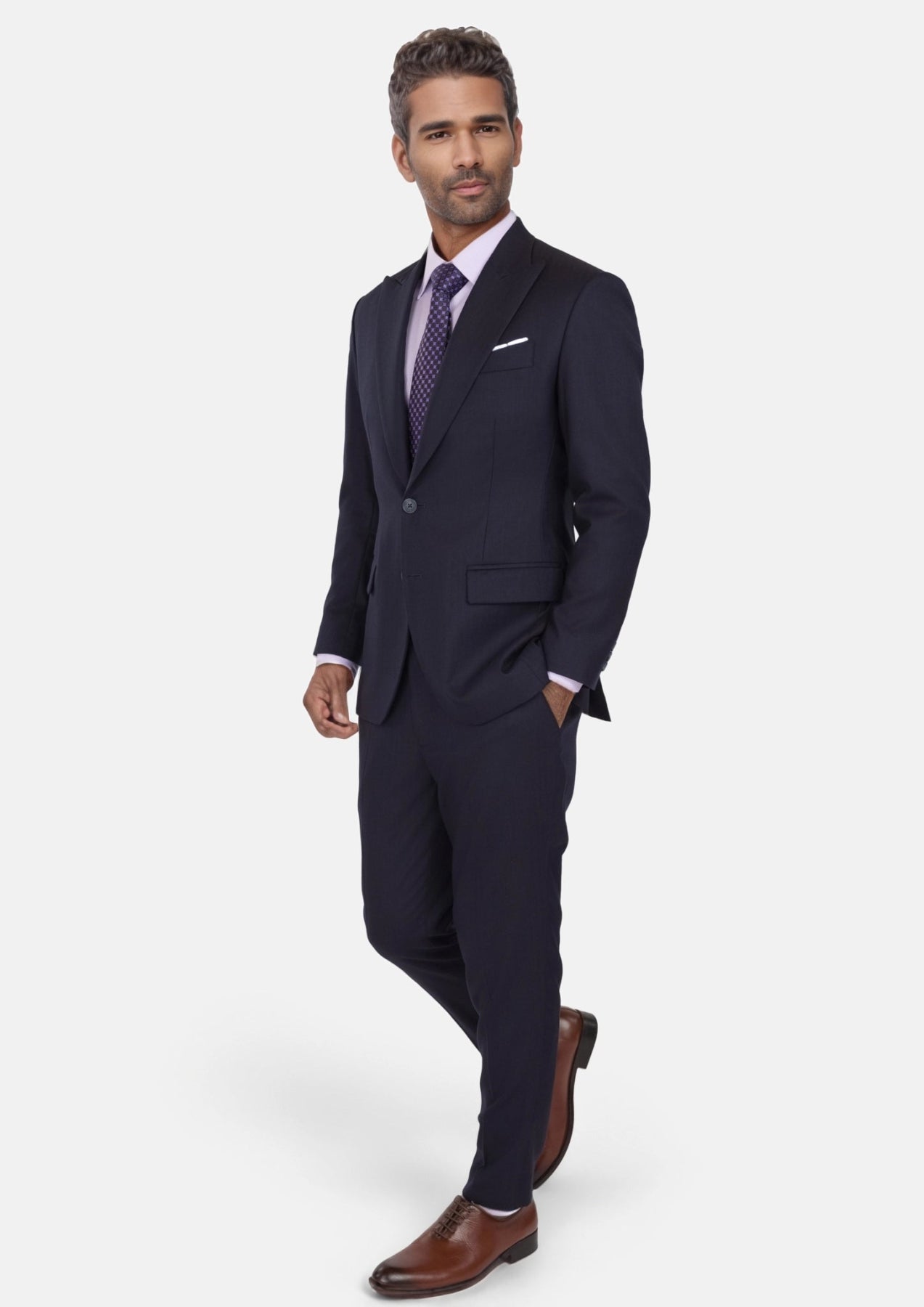 Deep Navy Herringbone Bryant Suit - SARTORO