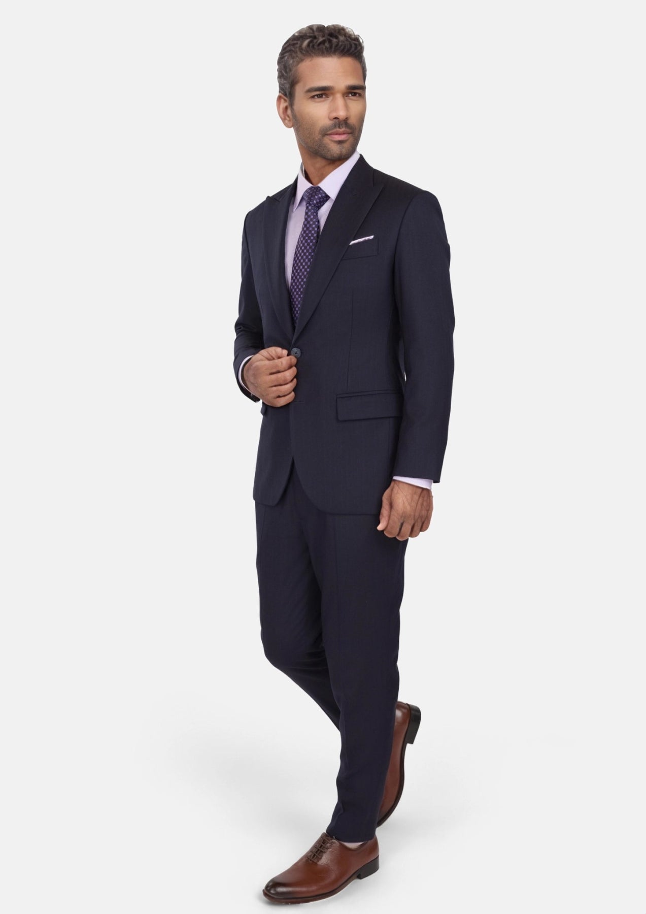 Deep Navy Herringbone Bryant Suit - SARTORO