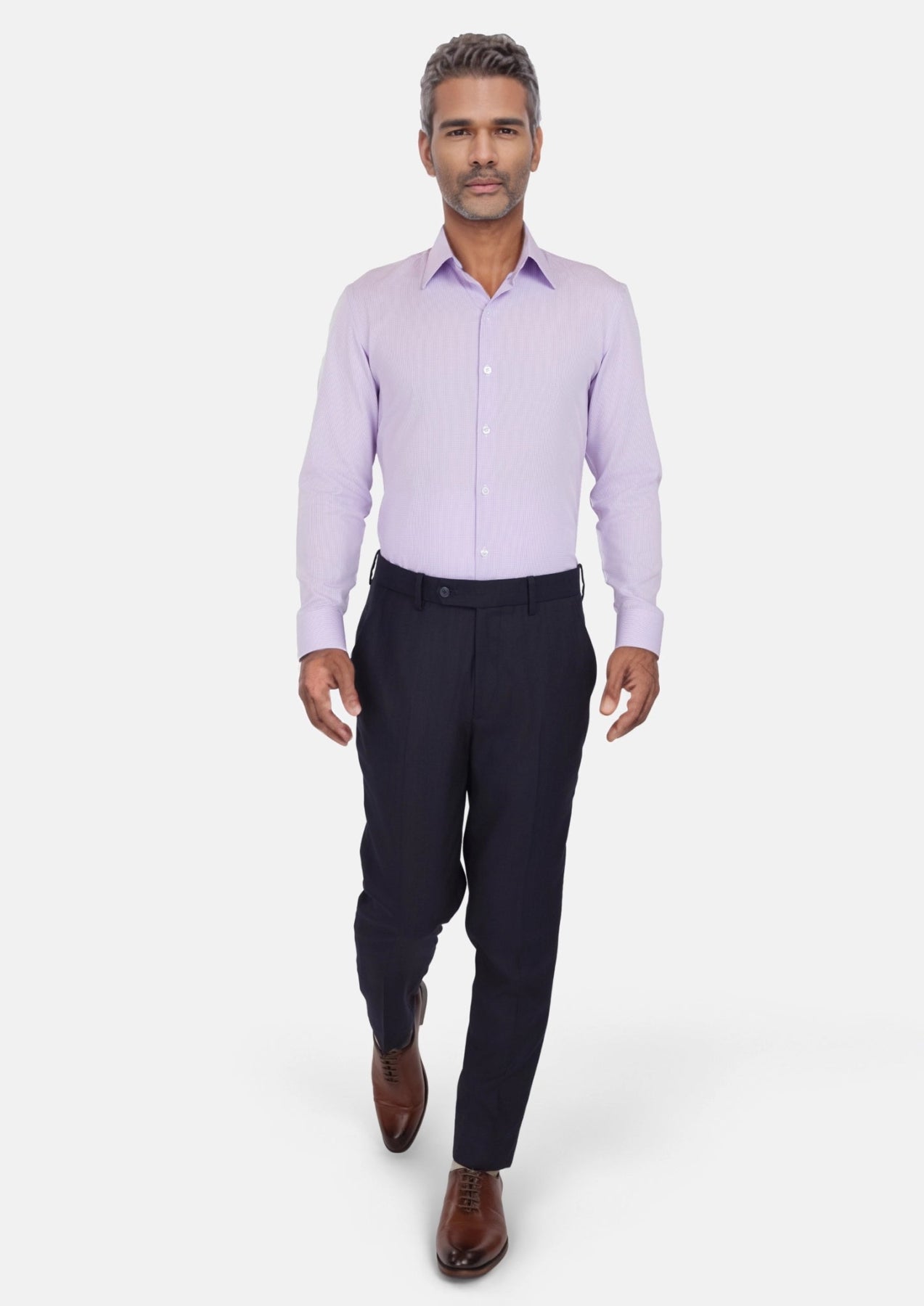 Deep Navy Herringbone Pants - SARTORO
