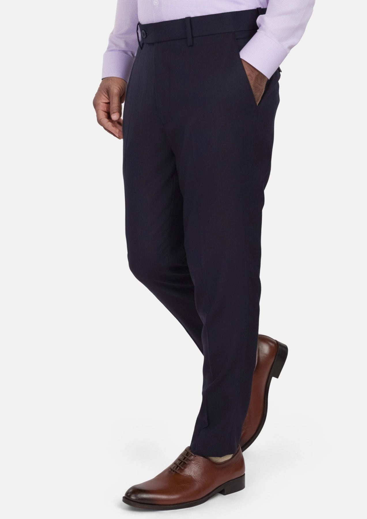 Deep Navy Herringbone Pants - SARTORO