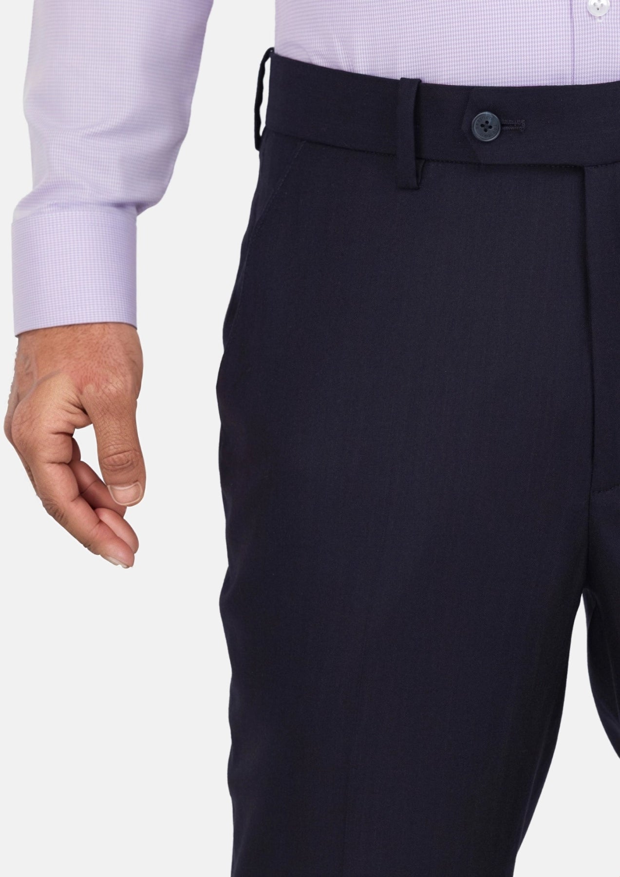 Deep Navy Herringbone Pants - SARTORO