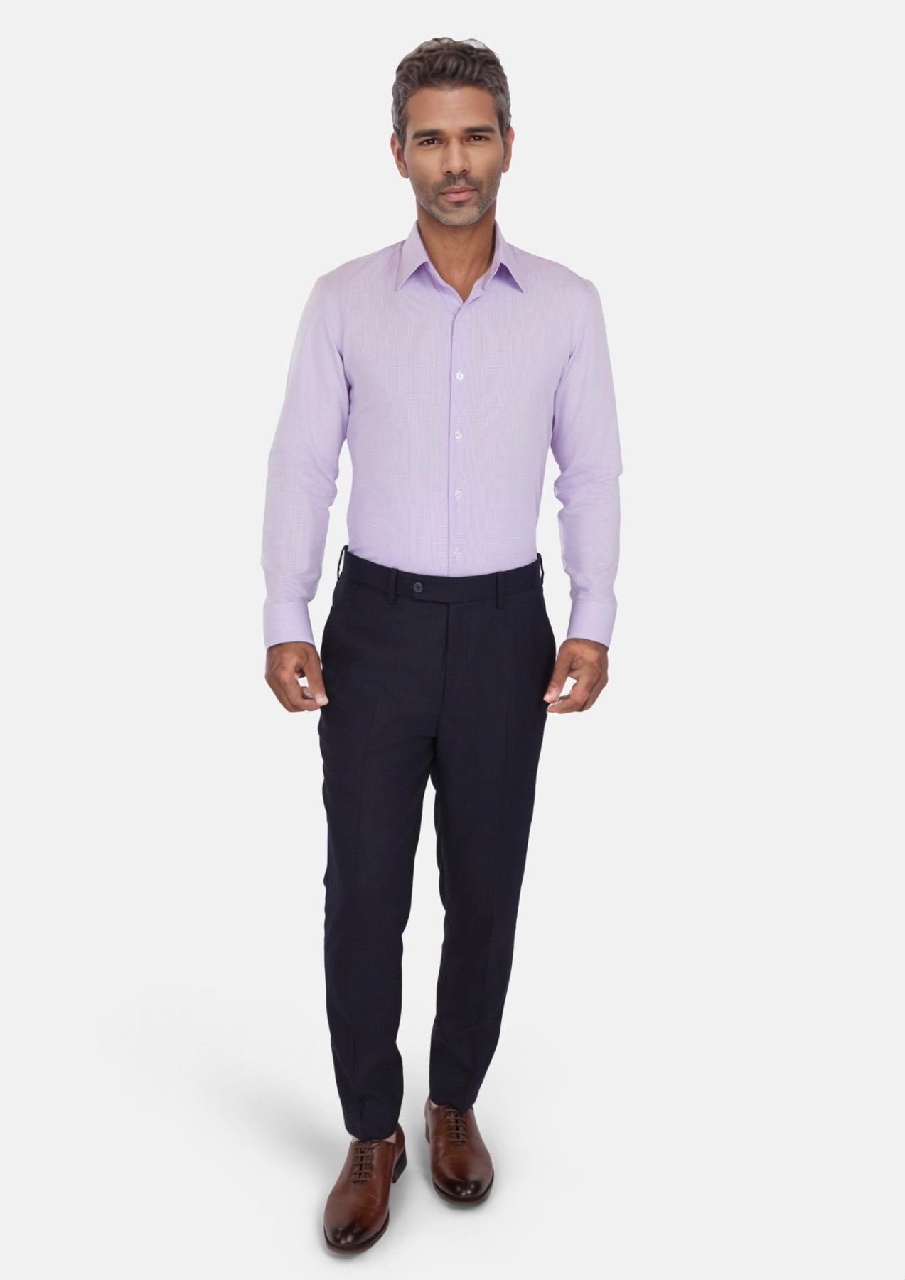 Deep Navy Herringbone Pants - SARTORO