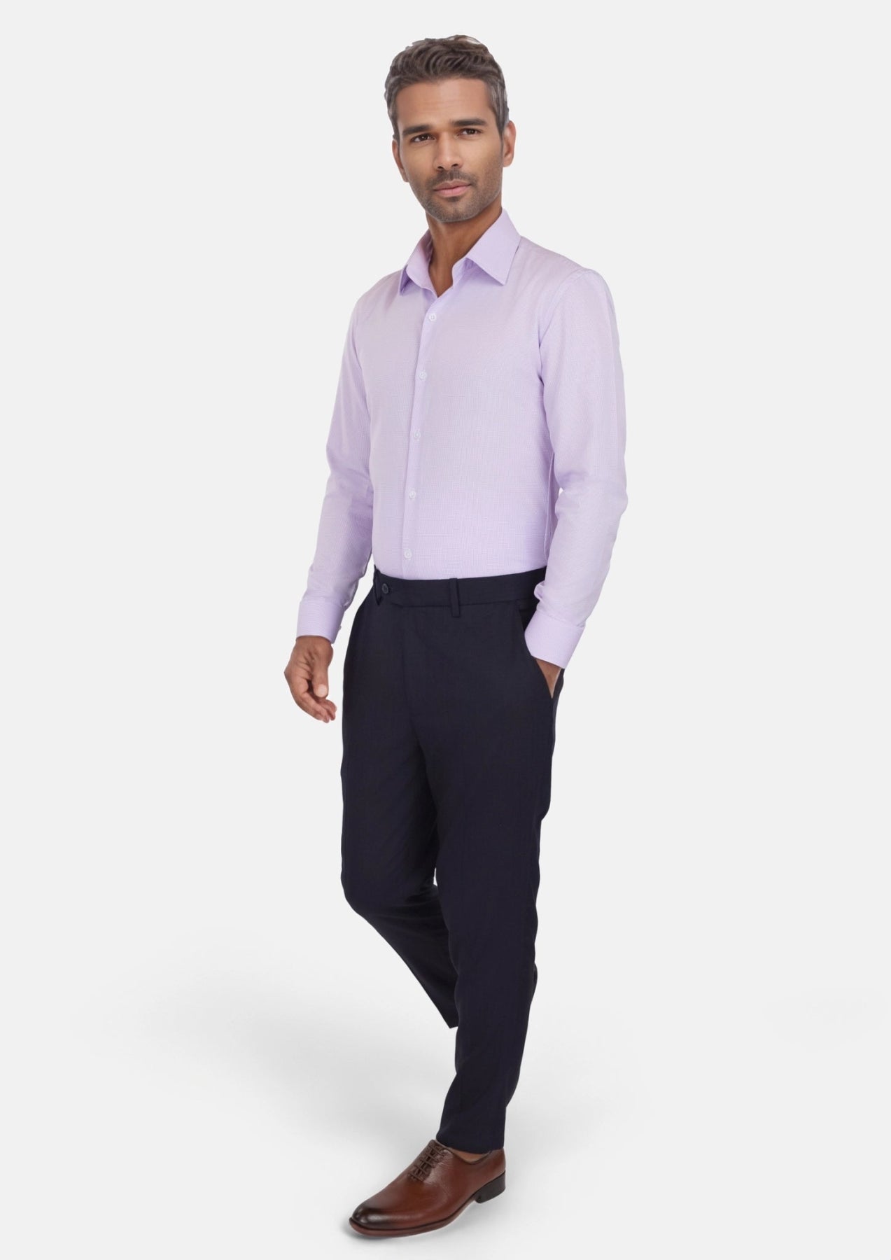 Deep Navy Herringbone Pants - SARTORO