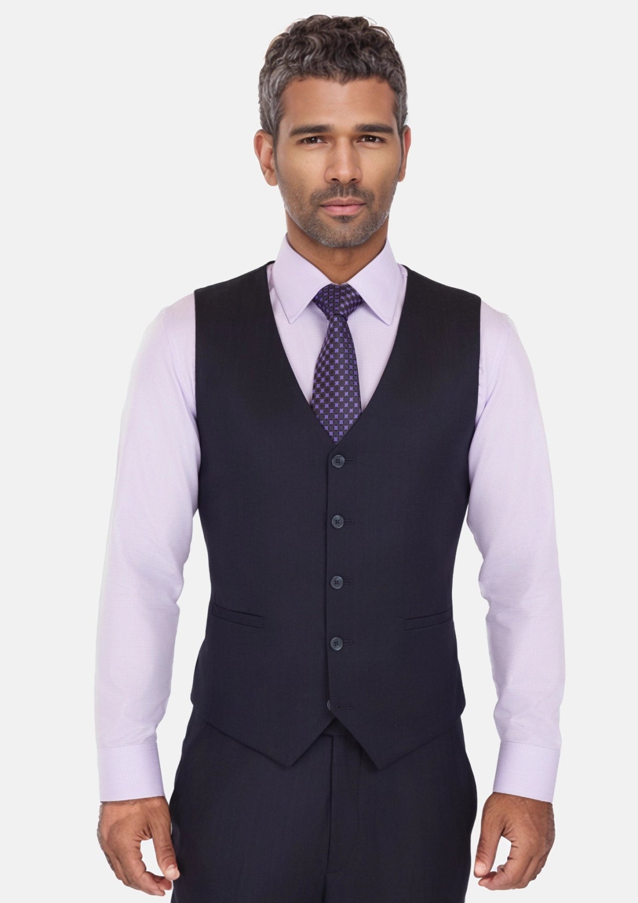 Deep Navy Herringbone Vest - SARTORO