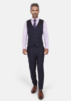 Deep Navy Herringbone Vest - SARTORO804