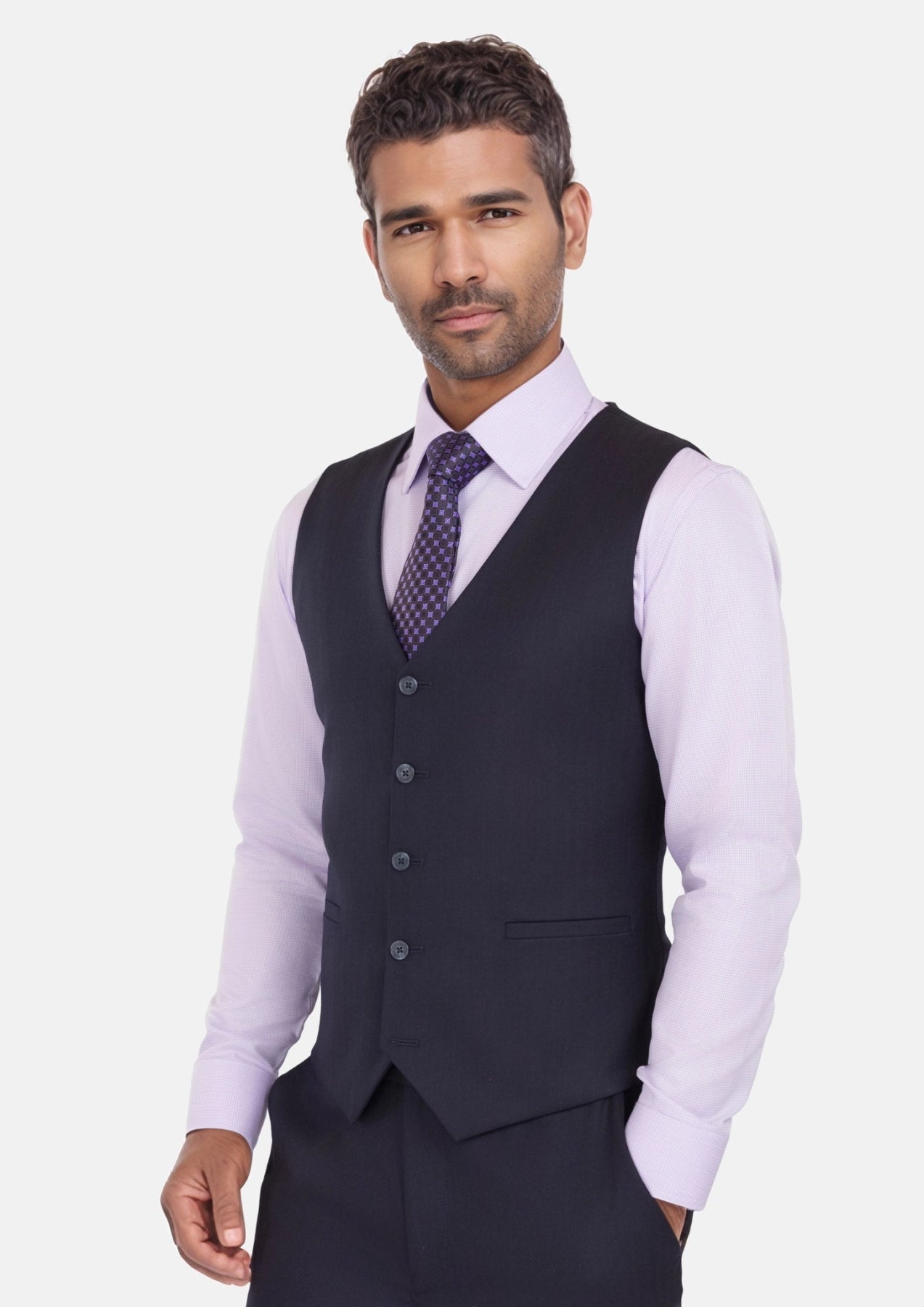 Deep Navy Herringbone Vest - SARTORO