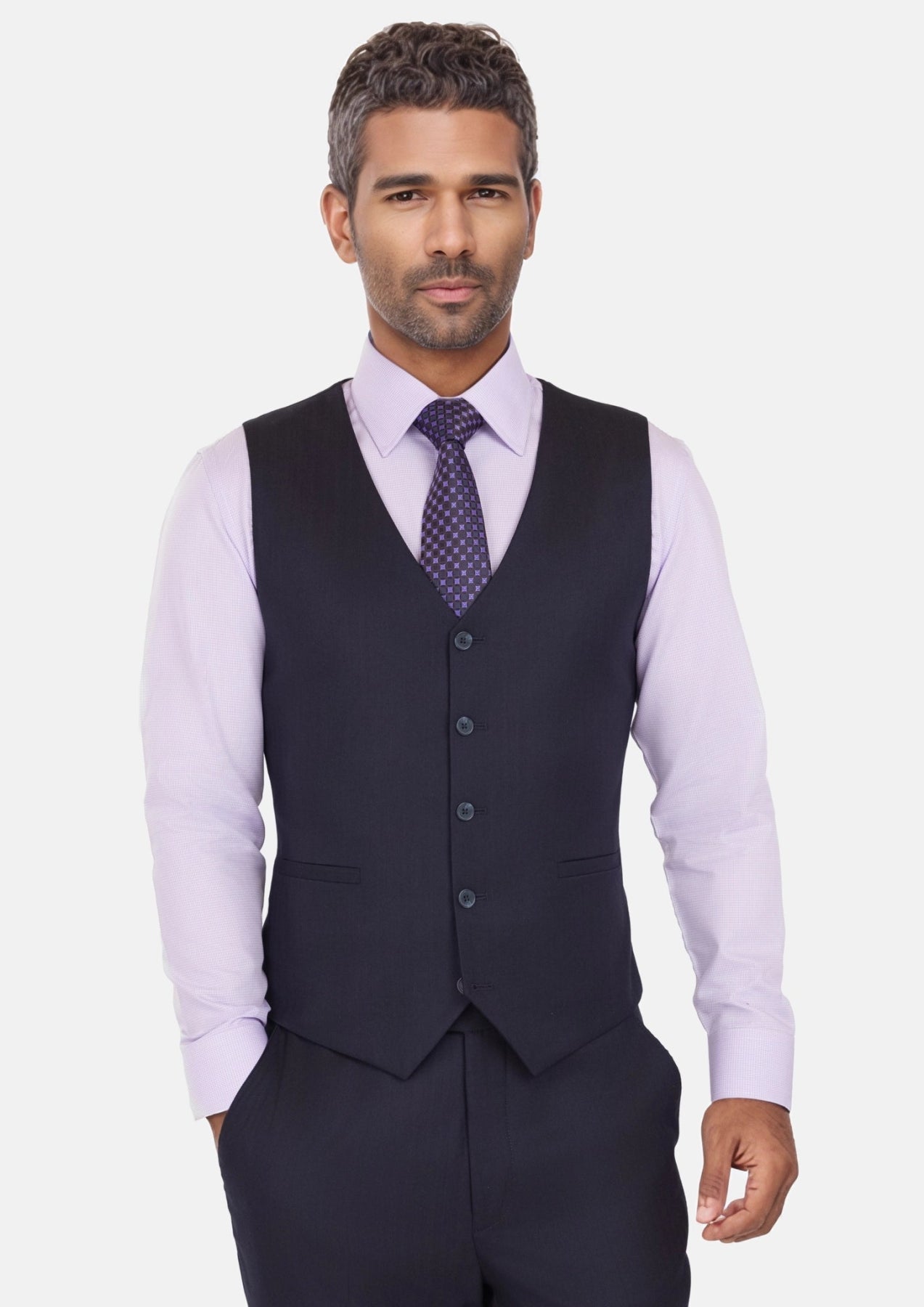 Deep Navy Herringbone Vest - SARTORO