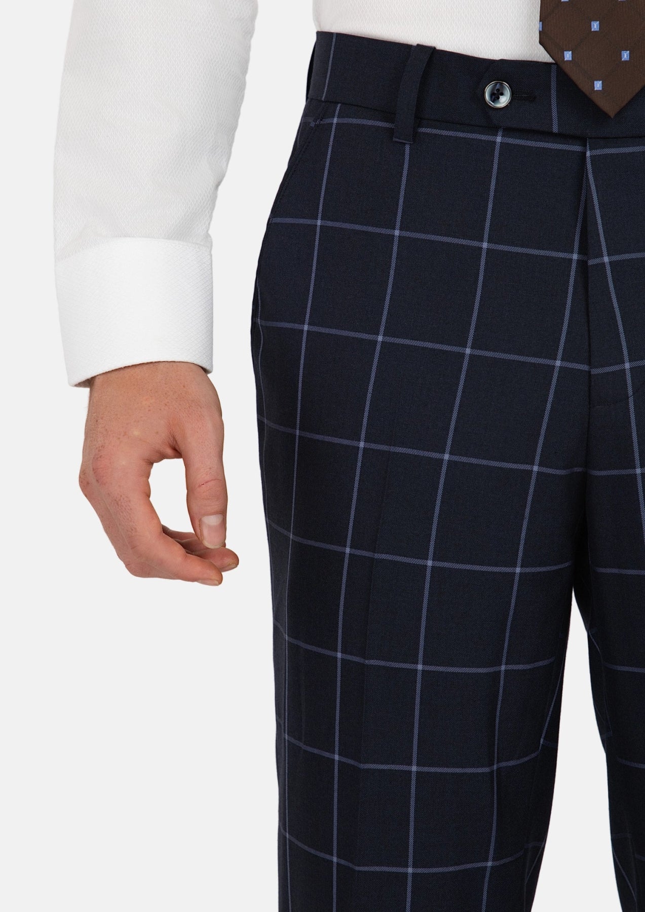 Deep Navy Windowpane Pants