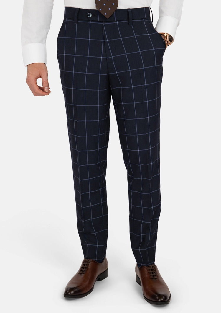 Deep Navy Windowpane Pants - SARTORO310