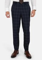 Deep Navy Windowpane Pants - SARTORO327