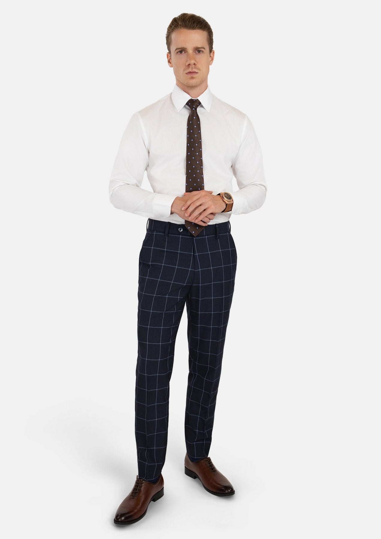 Deep Navy Windowpane Pants