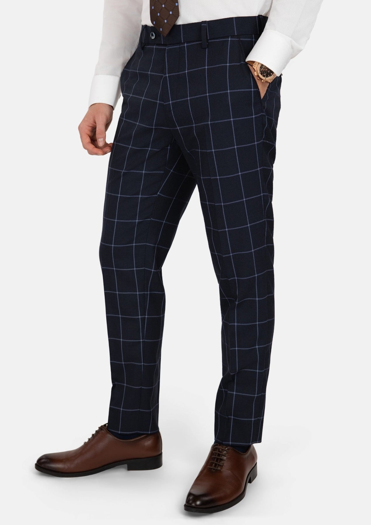 Deep Navy Windowpane Pants