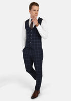 Deep Navy Windowpane Vest - SARTORO148