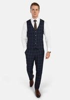 Deep Navy Windowpane Vest - SARTORO504