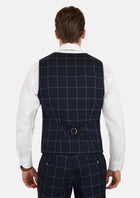 Deep Navy Windowpane Vest - SARTORO190