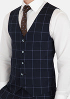 Deep Navy Windowpane Vest - SARTORO76
