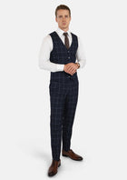 Deep Navy Windowpane Vest - SARTORO95