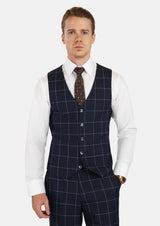 Deep Navy Windowpane Vest - SARTORO