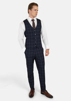 Deep Navy Windowpane Vest - SARTORO957