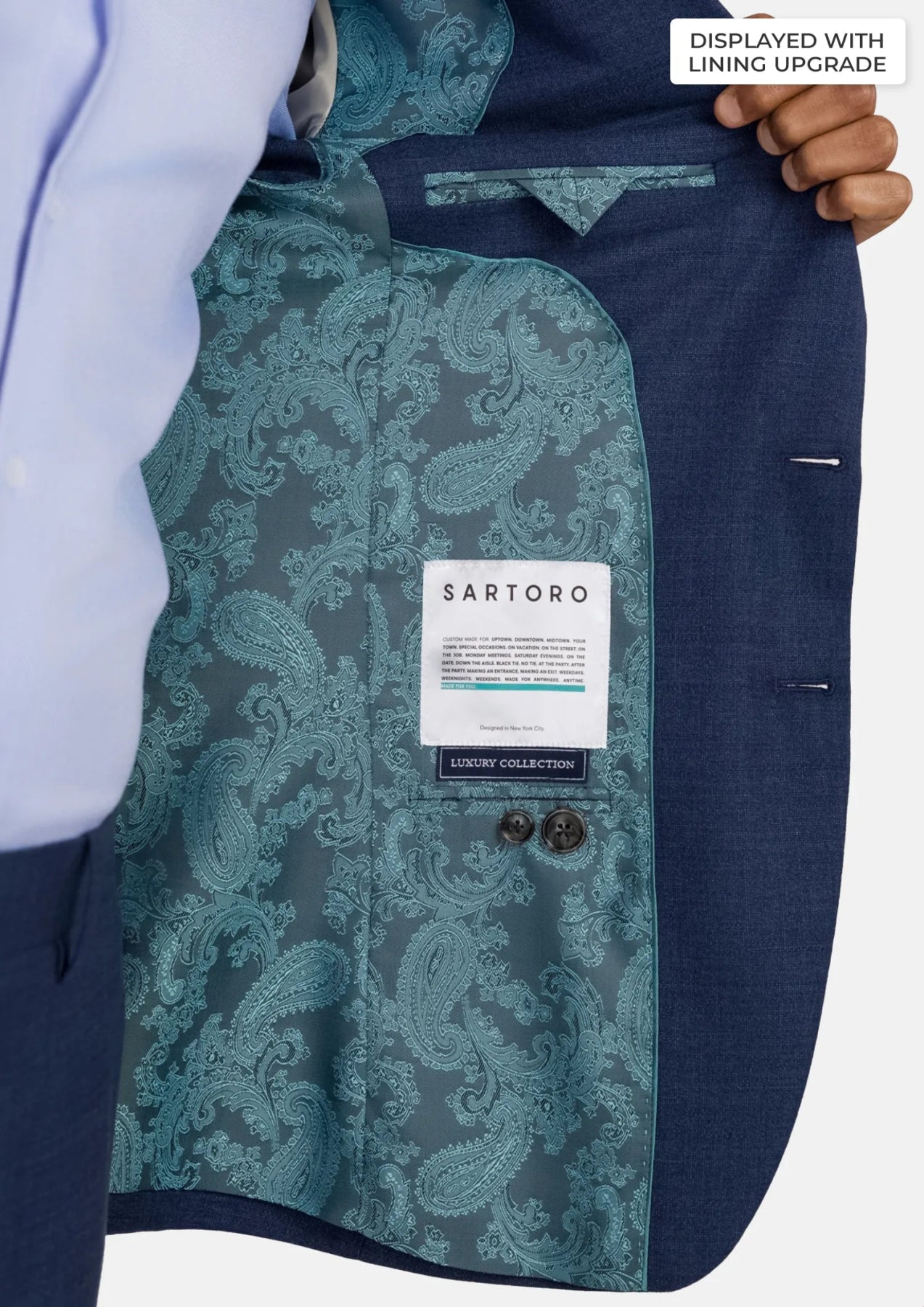 Delft Blue Bamboo Ellis Suit - SARTORO