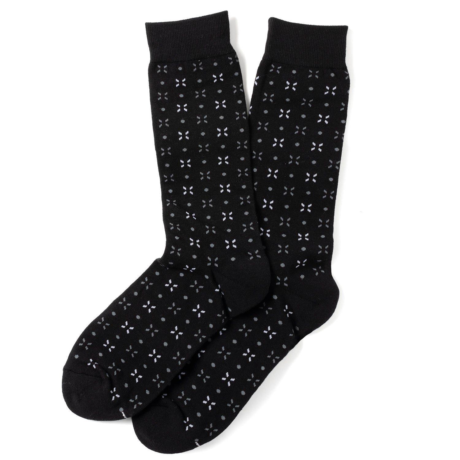 Dot Patterned Black Men's Socks - SARTORO857