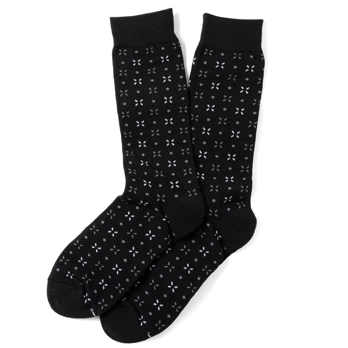 Dot Patterned Black Men's Socks - SARTORO413